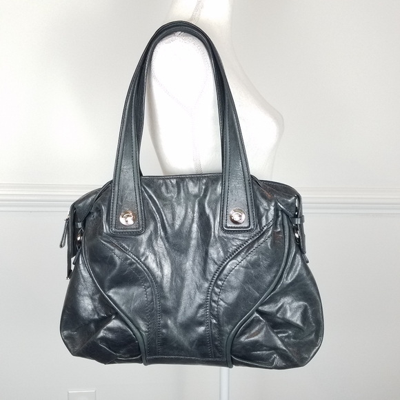 Francesco Biasia Leather Shoulder Purse Black
